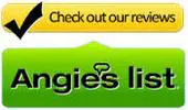 A green and yellow banner with the words angie 's list written in it.